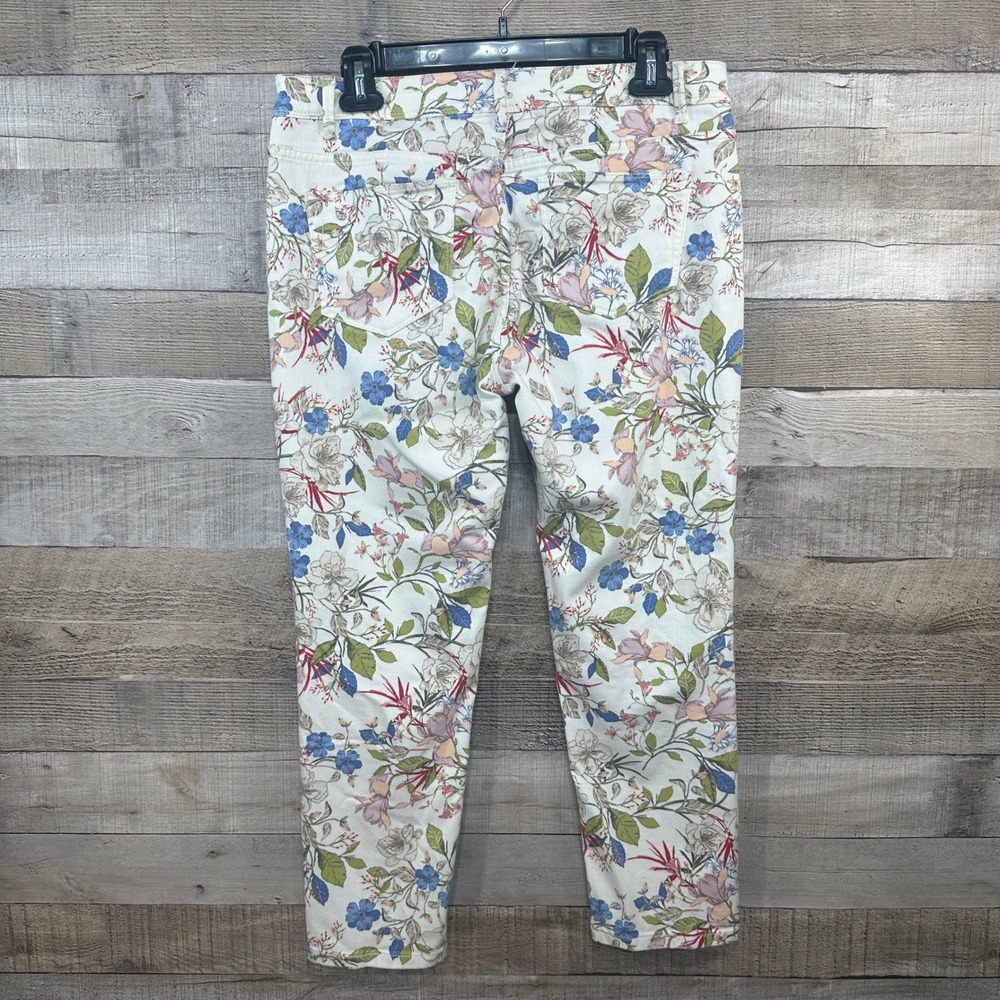 J. Jill Denim Authentic Fit Slim Ankle Floral Print Jeans White Multicolor 8P - Picture 4 of 7